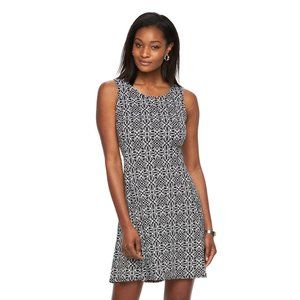 AB Studio Black & White Print Swing Dress - M
